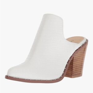 Chinese Laundry White Snakeskin Textured Mules